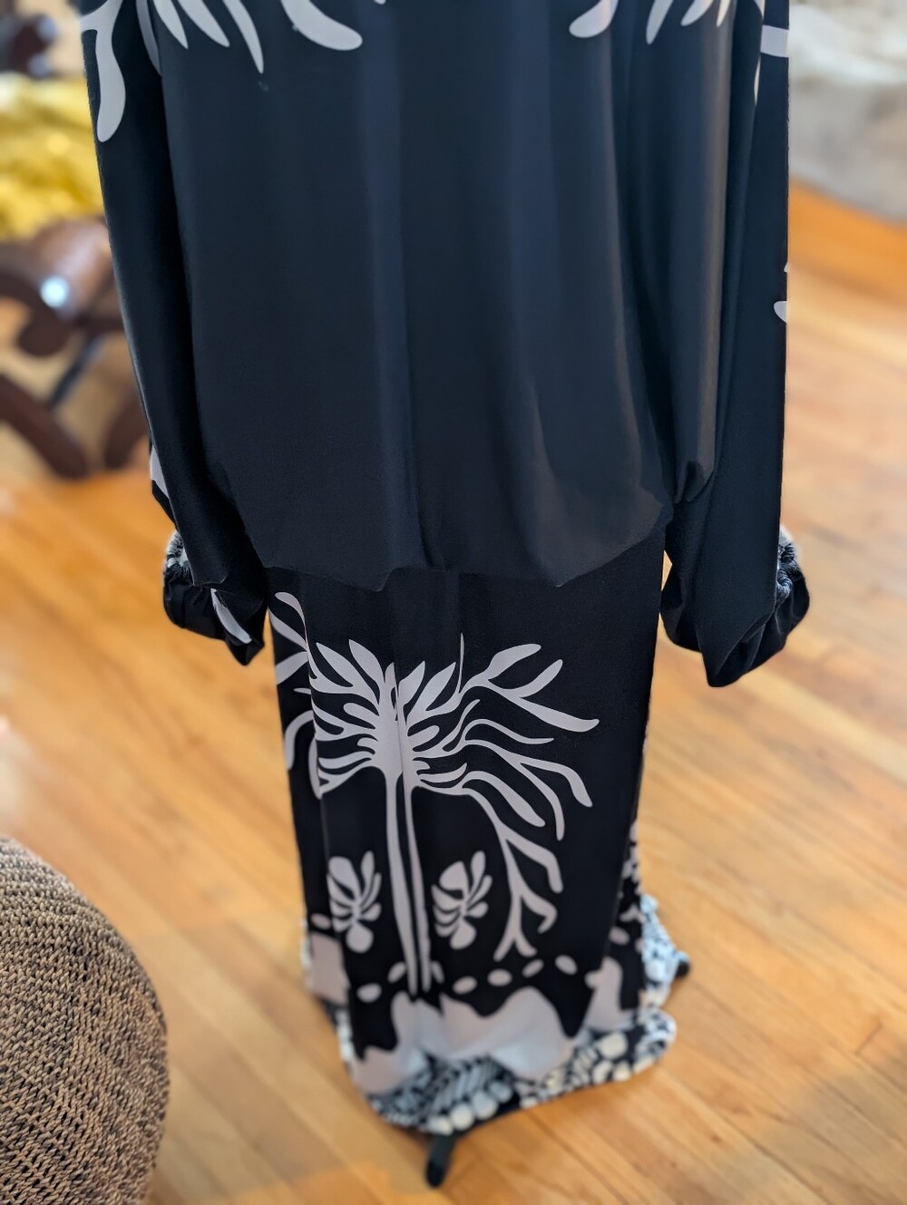 Tropical Resort 2 Piece Maxi Skirt Set Black White Boho Coastal Chic XL Chicme - Picture 9 of 16